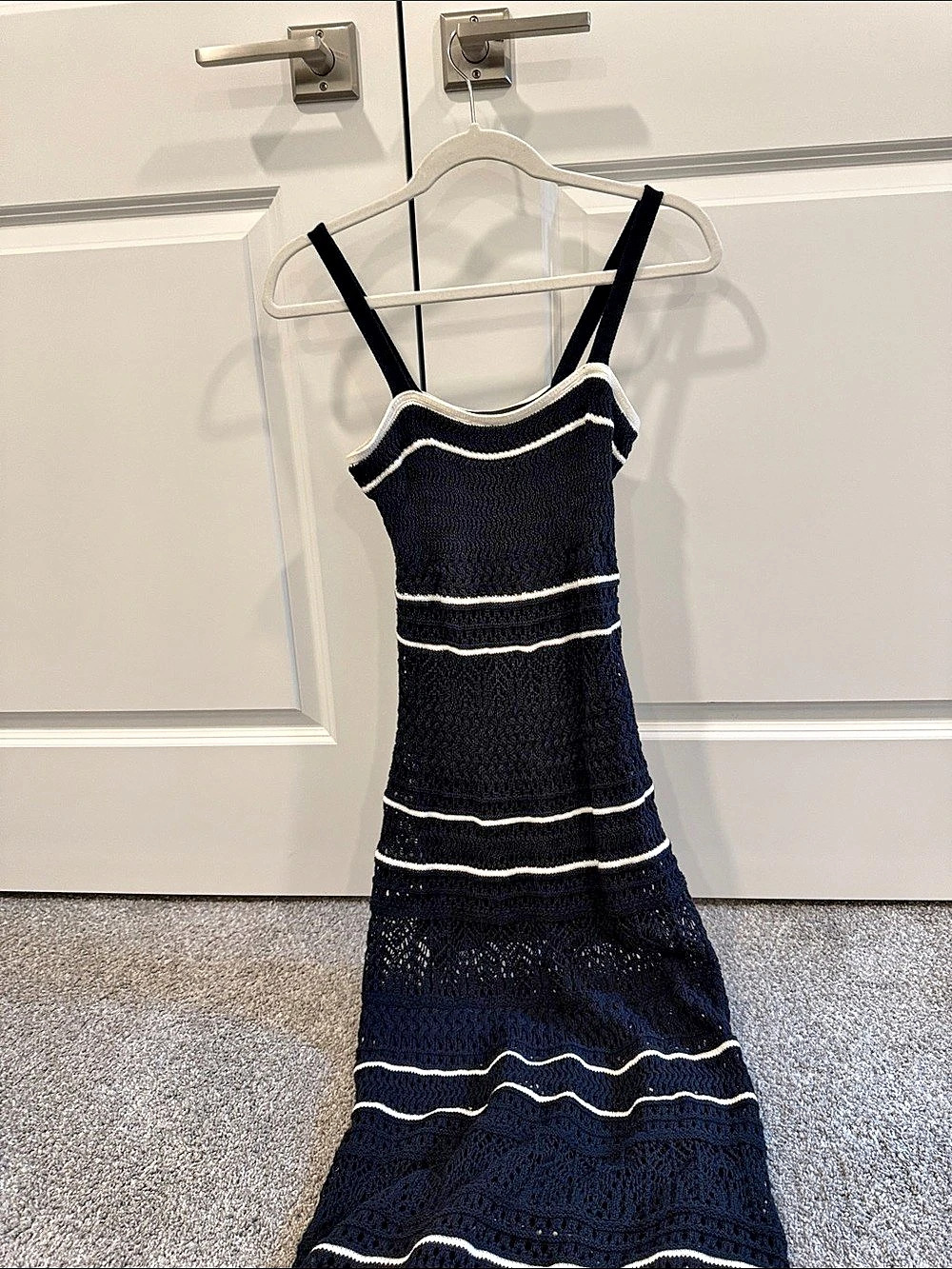 Black & White Striped Maxi Dress Like New